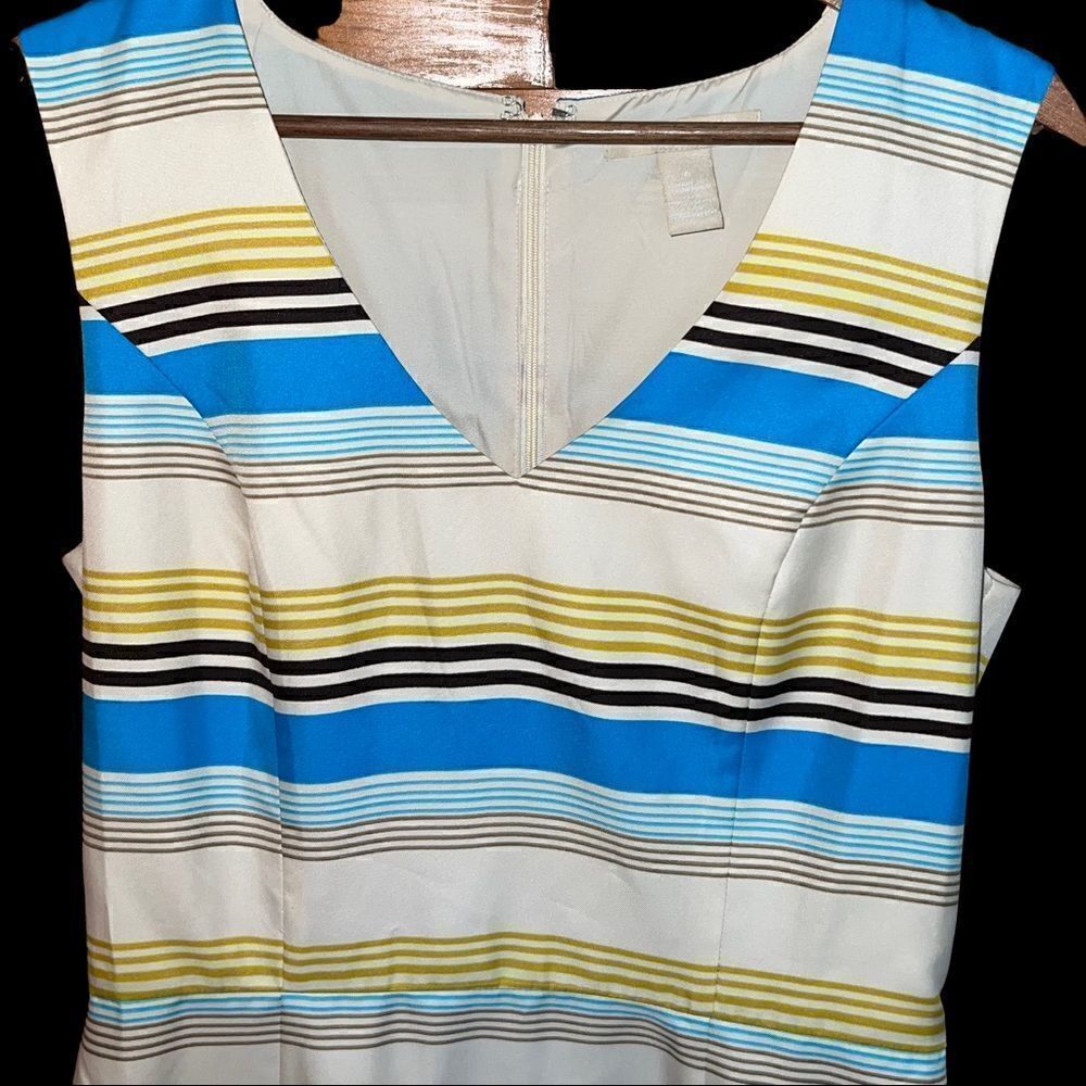 Banana Republic Striped Sheath Dress Size 6 Sleeveless Mod Multi-Color Career